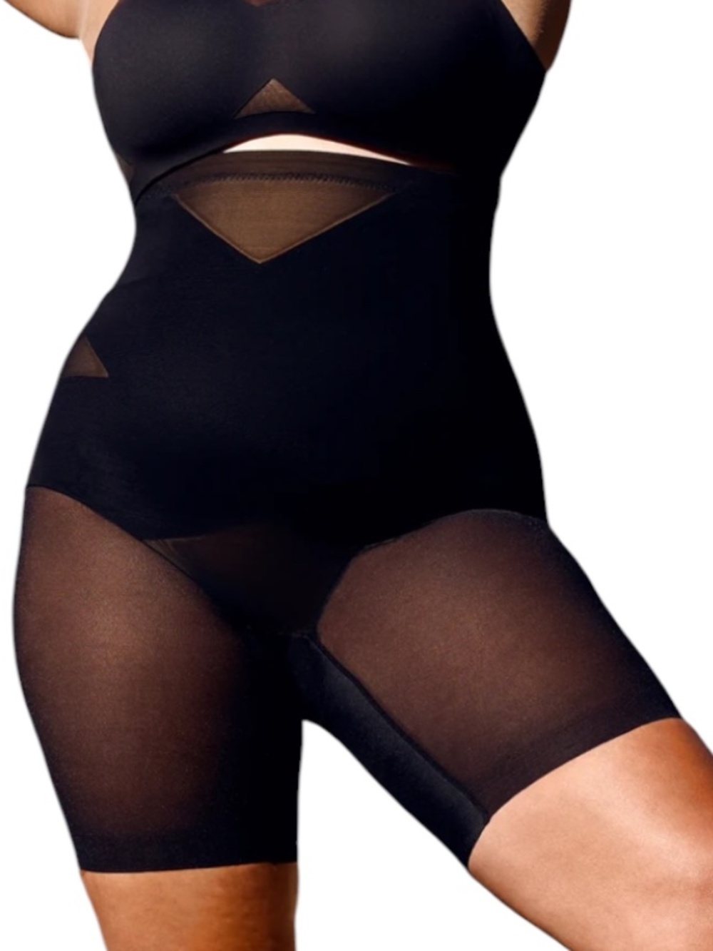 Honeylove Black High-Waist Shaping Shorts Bodysuit